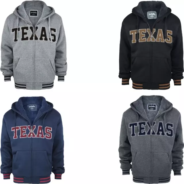 Men's Sherpa Lined Zip-up Hoodie TEXAS - Style #MFJ135- $12.90/Unit — S-2XL (WHOLESALE) / Navy