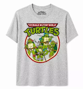 TEENAGE MUTANT NINJA TURTLES T-SHIRT HEATHER GREY