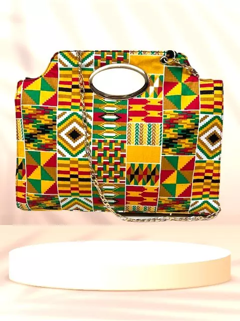 1007 - Ankara Snap Purse With a Crossbody Gold Chain (3/pk) - Free Size - $20.00 Each - NEW PRINTS ADDED! — Free Size / 642