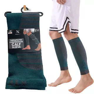 Targeted Pain Relief Calf Compression Sleeves — Teal / Small/Medium