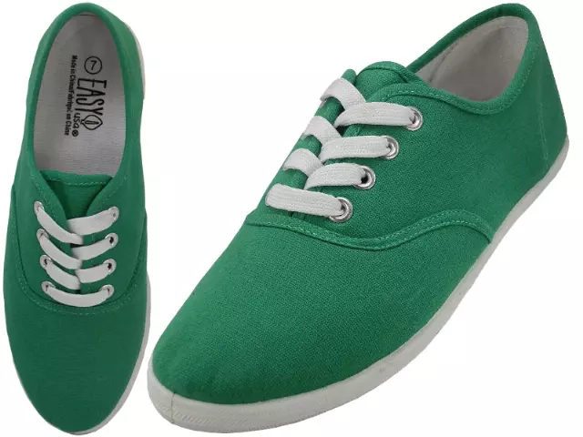 S324L - Women's "Easy USA" Comfortable Casual Canvas Lace Up Shoes — Holly Green (S324L-Holly Green) / 6-11 Assorted