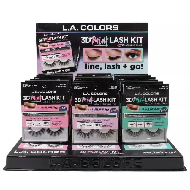 L.A. Colors 3D Faux Mink Lash Kit - Wholesale Display 18 Units (CPD488)