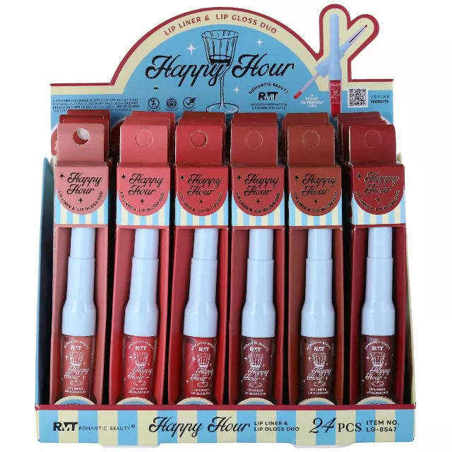 Romantic Beauty Happy Hour Lip Liner & Lip Gloss Duo - Wholesale Display 24 Units (LG-8547)