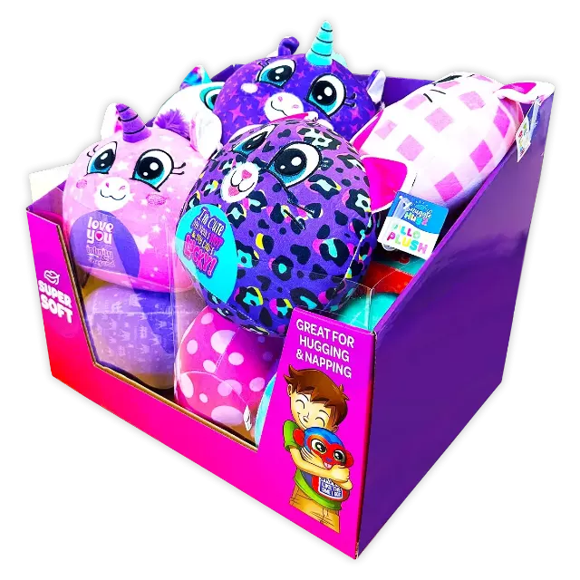 Kids Fluffy Stuffy Pillow Plush 12 Pieces Per Retail Ready Display 24406