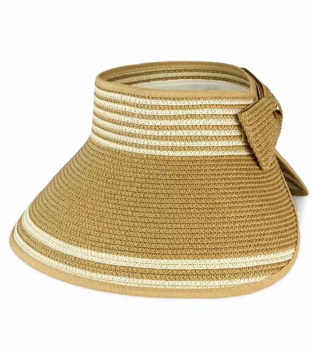 Magid Straw Color Block Roll Up Visor