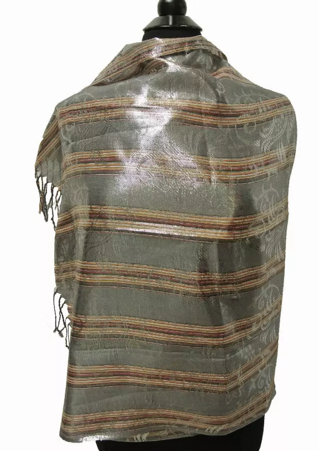 2503 Grey Metallic Pashmina