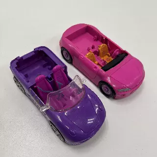 Lot of 2 Polly Pocket Cars Purple Pink Convertible 2003 Mattel *Damaged
