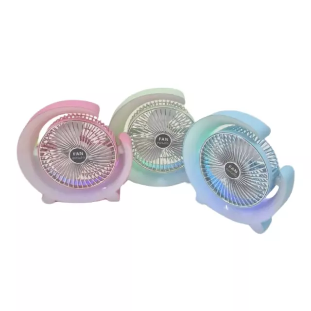 Familicasa - Stylish LED Desk Fan – Portable Colorful Quiet Fan with Soft Light & USB Power