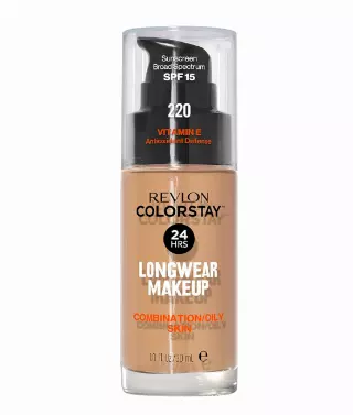 Revlon Colorstay Longwear Makeup Combo/Oily, 220 Natural Beige, 1 fl oz | Longwear foundation for combination & oily skin with SPF 15. Medium-full coverage, matte finish. Up to 24hr wear.