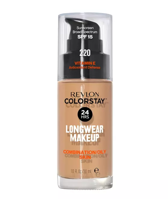 Revlon Colorstay Longwear Makeup Combo/Oily, 220 Natural Beige, 1 fl oz | Longwear foundation for combination & oily skin with SPF 15. Medium-full coverage, matte finish. Up to 24hr wear.