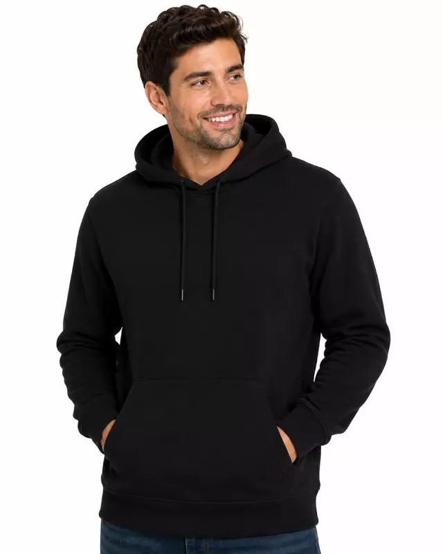 Men's Lightweight Pullover Fleece Hoodie #01 — Black / S-M-L-XL