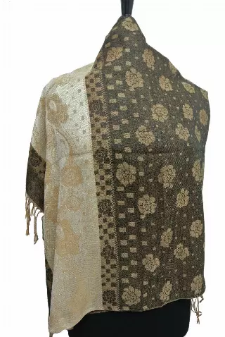 IN106 Pattern Pashmina — Black