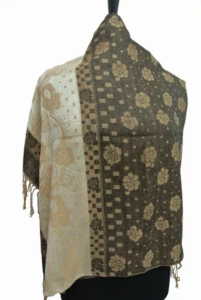 IN106 Pattern Pashmina — Black