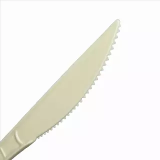 KANAK NATURALS Flexible Plastic Knives 7" 1000/ct Natural Sustainable Heavy Weight Individually Wrapped, Color: Cream Model: PC6201