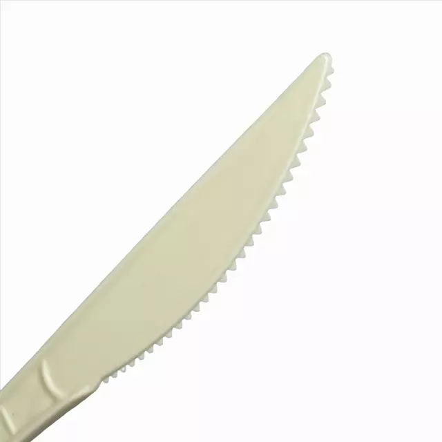 KANAK NATURALS Flexible Plastic Knives 7" 1000/ct Natural Sustainable Heavy Weight Individually Wrapped, Color: Cream Model: PC6201