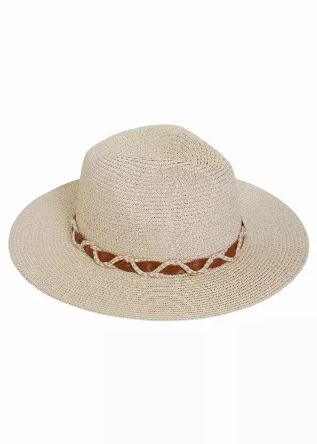 Max Studio Braided Straw Panama Hat — NATURAL
