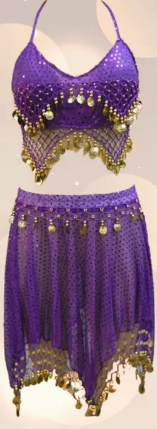 CHH-16058- 2 pc Women's Belly Dance Costume Set - $12.00 Each (3 pcs per pack) — Purple