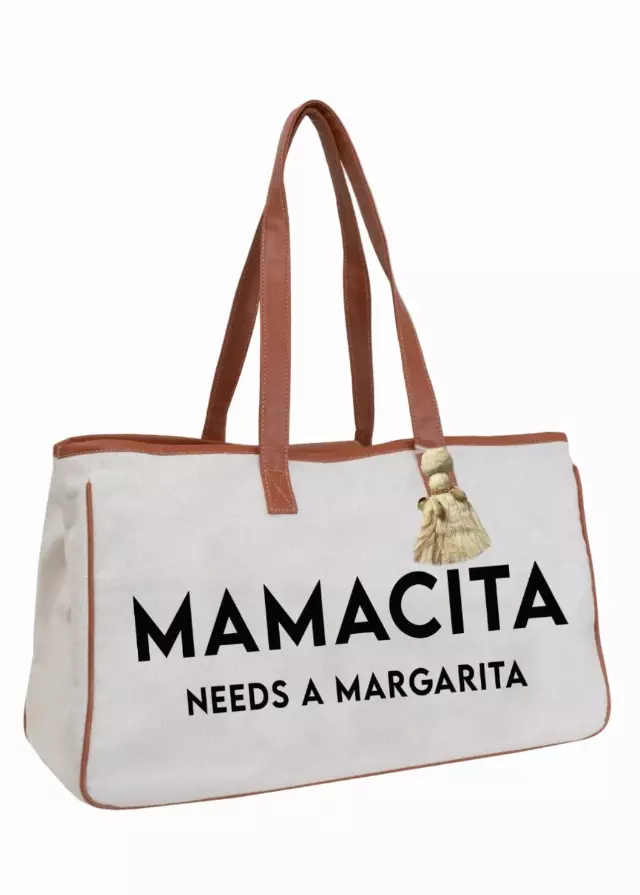 Magid Canvas Slogan Tote "MAMACITA NEEDS A MARGARITA"