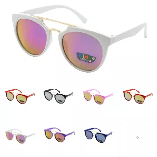 Kids' Fashion Mirrored Sunglasses with Gold Top Double Bridge K10043