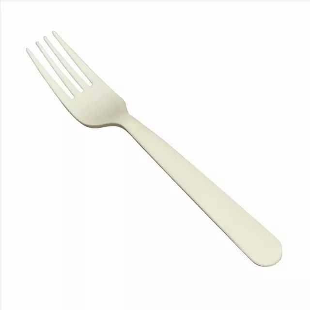 KANAK NATURALS Flexible Plastic Forks 7" 1000/ct Natural Sustainable Heavy Weight Individually Wrapped, Color: Cream Model: PC6200