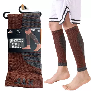 Targeted Pain Relief Calf Compression Sleeves — Brown / Small/Medium