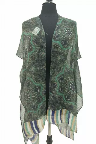 QC202 Paisley Print Kimono — Green