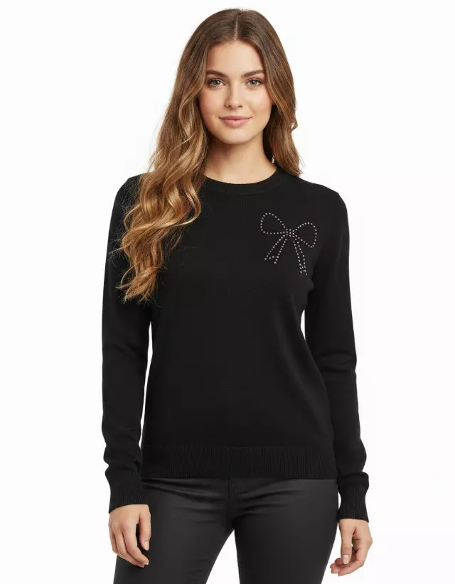 Crewneck Bow Sweater — Black / S/M-L/XL