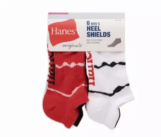 #9-H-1654 Men’s Hanes Heel Shields Socks – $3.00 Per 6 Pair Pack (18 Packs)