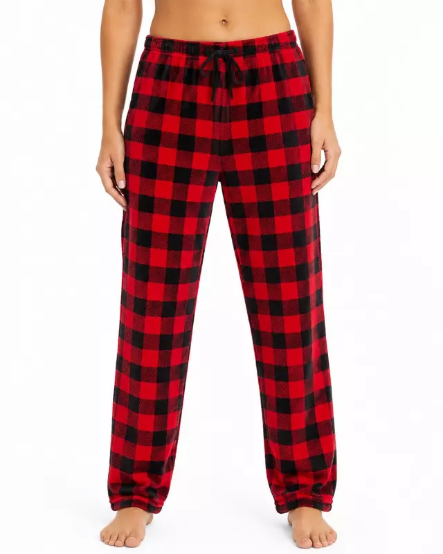 Ladies' Micro Polar Lounge Pants #08 — Red / S-M-L-XL
