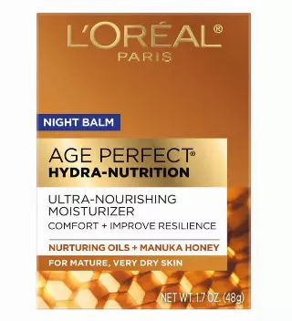 L’Oreal Paris Skincare Age Perfect Hydra Nutrition Ultra Nourishing Honey Night Balm, Face Moisturizer to Comfort, Improve Resilience on Dry Skin, Manuka Honey and Nurturing Oils, 1.7 oz.