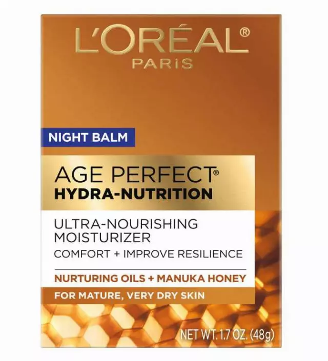 L’Oreal Paris Skincare Age Perfect Hydra Nutrition Ultra Nourishing Honey Night Balm, Face Moisturizer to Comfort, Improve Resilience on Dry Skin, Manuka Honey and Nurturing Oils, 1.7 oz.