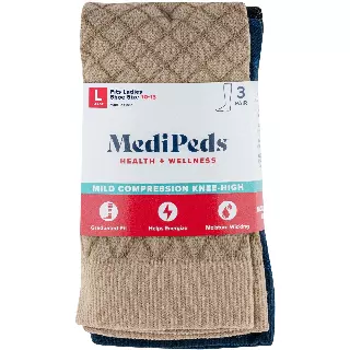 #6-MP-1724879 Women’s MediPeds Fashion Compression Knee High Socks (Size 6-10) – $.90 per pack (20 Packs)