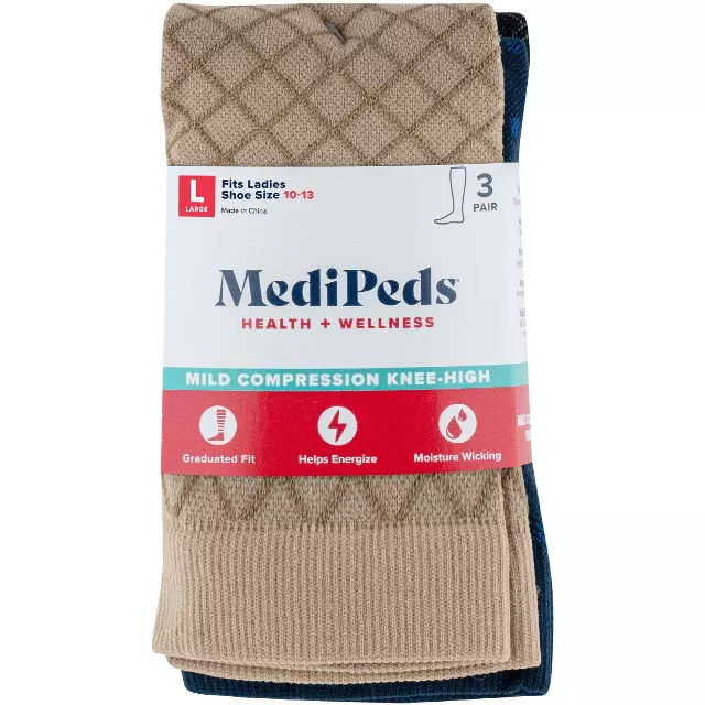 #6-MP-1724879 Women’s MediPeds Fashion Compression Knee High Socks (Size 6-10) – $.90 per pack (20 Packs)