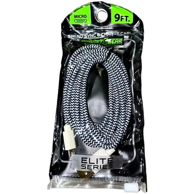 Charging Cable Cloth USB to Micro USB 9FT - 6 Pieces Per Pack 40081