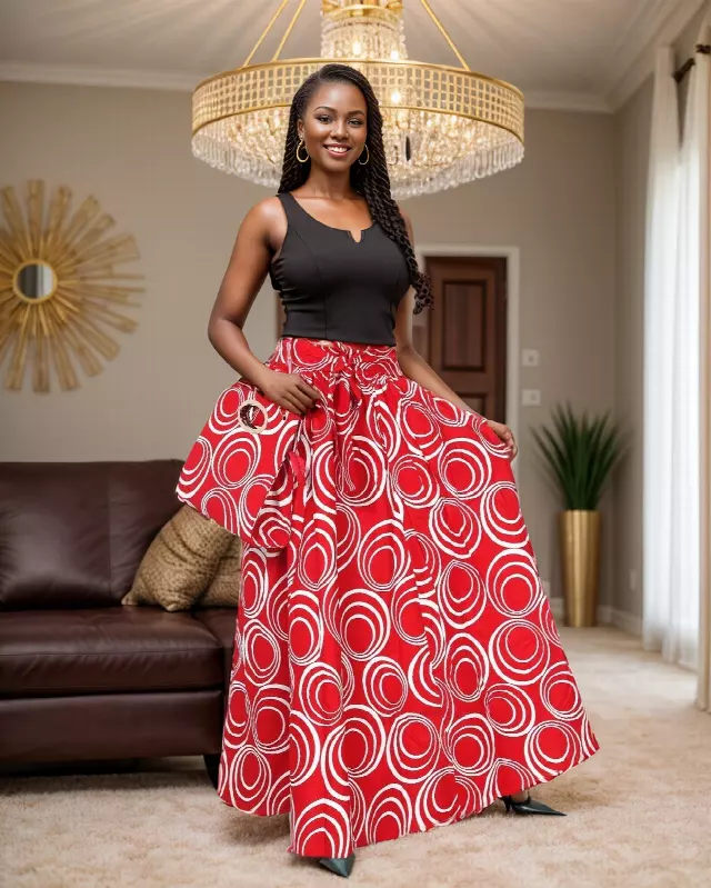 6777P - African Prints Maxi Skirt & Shoulder Bag Set - Free Size - $40.00 Each — One Size / Print-174C