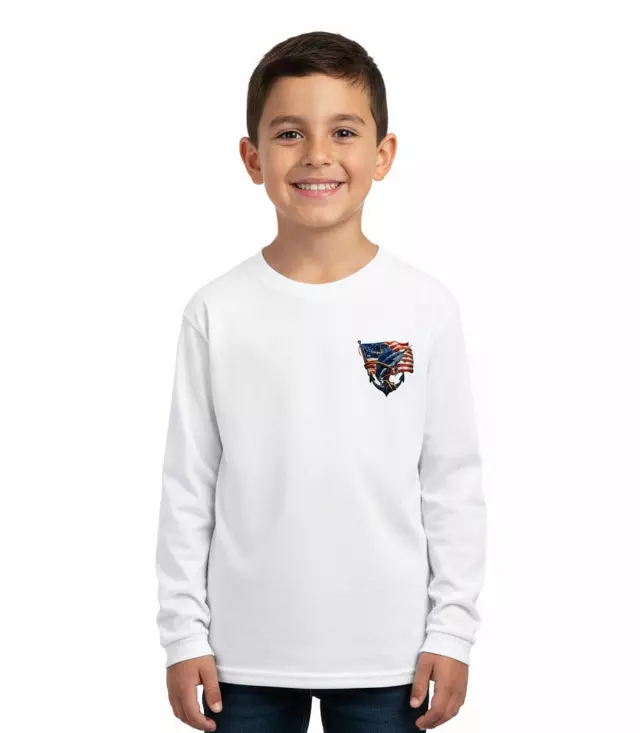 Boys Performance L/S Top Fish Design with USA Flag-7600104