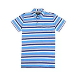 Men's Striped Button-Up Short-Sleeve Pocket Shirt - Blue