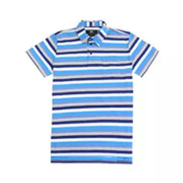Men's Striped Button-Up Short-Sleeve Pocket Shirt - Blue