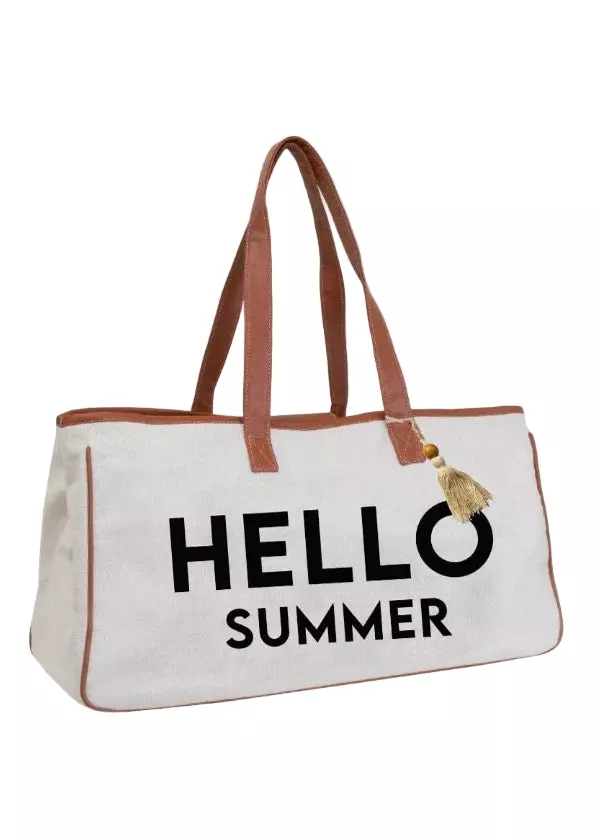 Magid Canvas Slogan Tote "HELLO SUMMER"