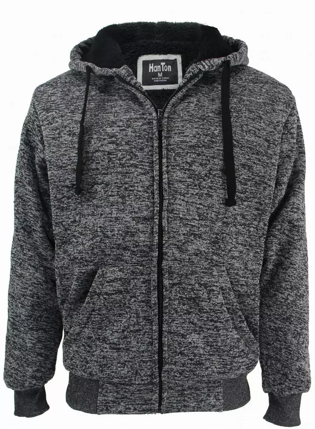 Men's Sherpa Lined Hoodie- Style #MFJ143-$12.50/ Unit - 12 PCS/CS - PLEASE SEE DESCRIPTION — Dark Grey