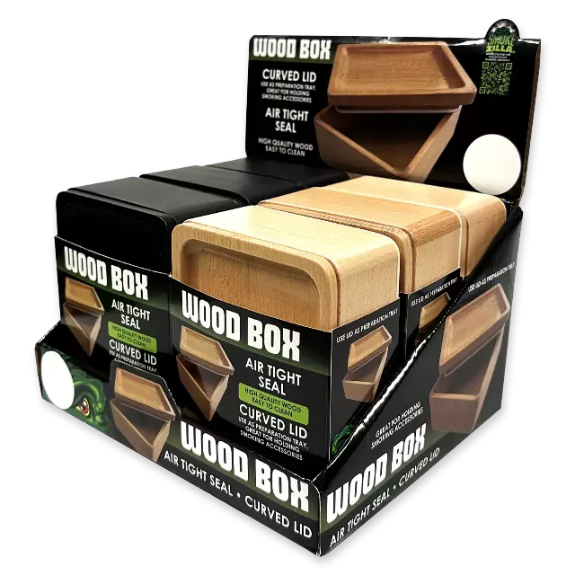 Wood Storage Box with Tray Lid - 6 Pieces Per Retail Ready Display 23747
