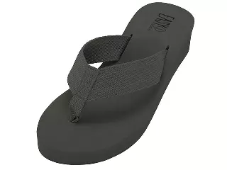 W9339L - Women's "Easy USA" Fabric Upper 1Â½" Wedge Thong Sandals — Black (W9339L-BB) / 5-10 Assorted