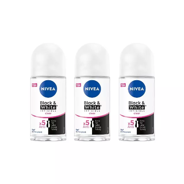 NIVEA Women Black & White Invisible Clear Roll-On Deodorant - 50ml