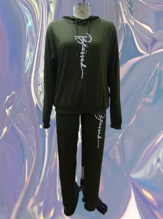 22124 -2 pcs Blessed Jogging Suit -Lots of Colors Available- $30.00 Set (3 pcs per pack) — Plus - 1X 2X 3X / Olive