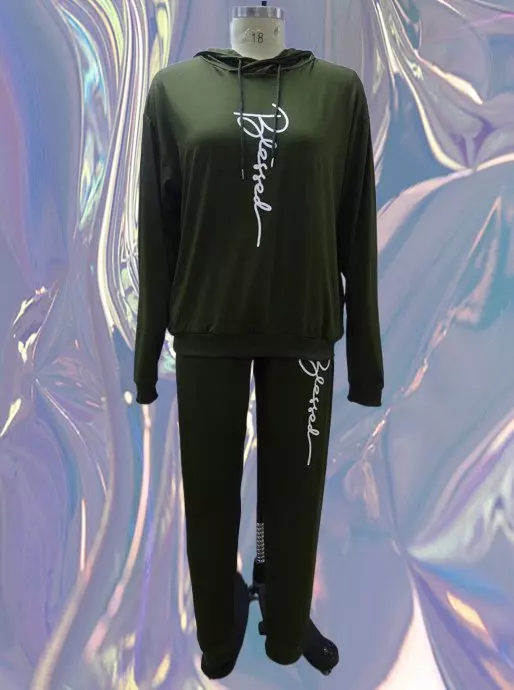 22124 -2 pcs Blessed Jogging Suit -Lots of Colors Available- $30.00 Set (3 pcs per pack) — Reg - M L XL / Olive