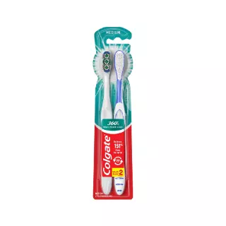 Colgate 360 Medium Toothbrush 2Pk Case Pk 18