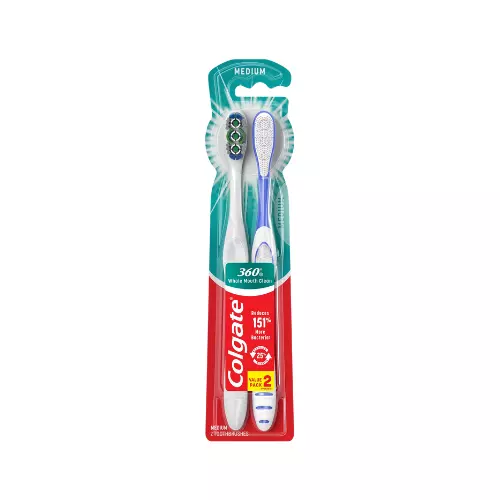Colgate 360 Medium Toothbrush 2Pk Case Pk 18