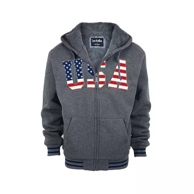 Men’s Sherpa Lined Full Zip Hoodie - USA - Style #MFJ127 - $12.90/Unit 12 PC — S-2XL (WHOLESALE) / Dark Grey