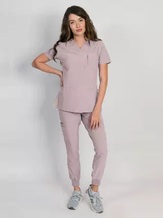 Fleur | Zip Pocket Top & Jogger Scrubs Set — Orchid Blush / 2XL