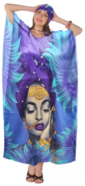 PNA-1414- Women's Colorful Long Kaftan - One Size (12-PCS PRE-PACK) $7 Each